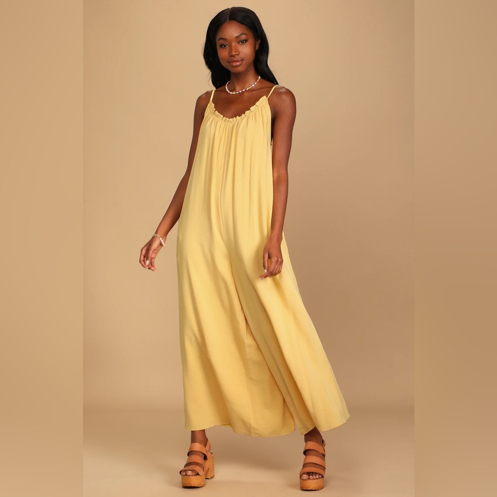 Lulus Yellow Linen Blend Jumpsuit